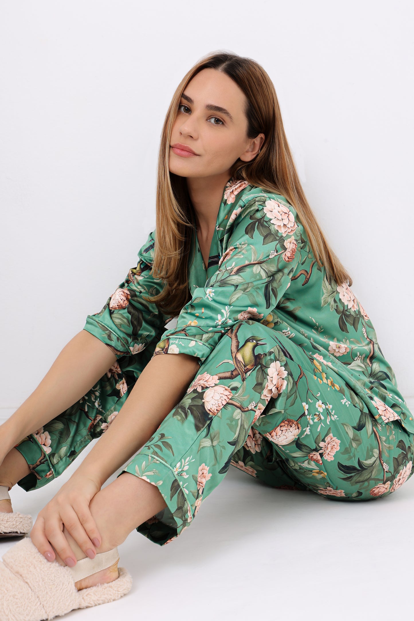 Pijama Classic Longo Satin Fiore