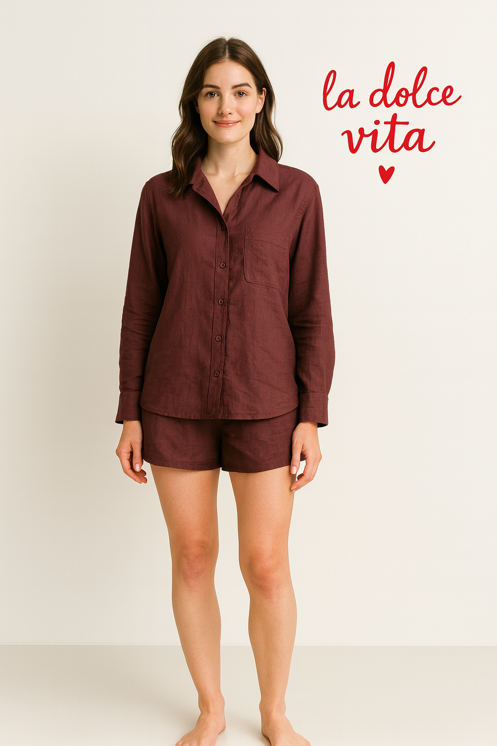 Shorts Breezy Puro Linho Choco