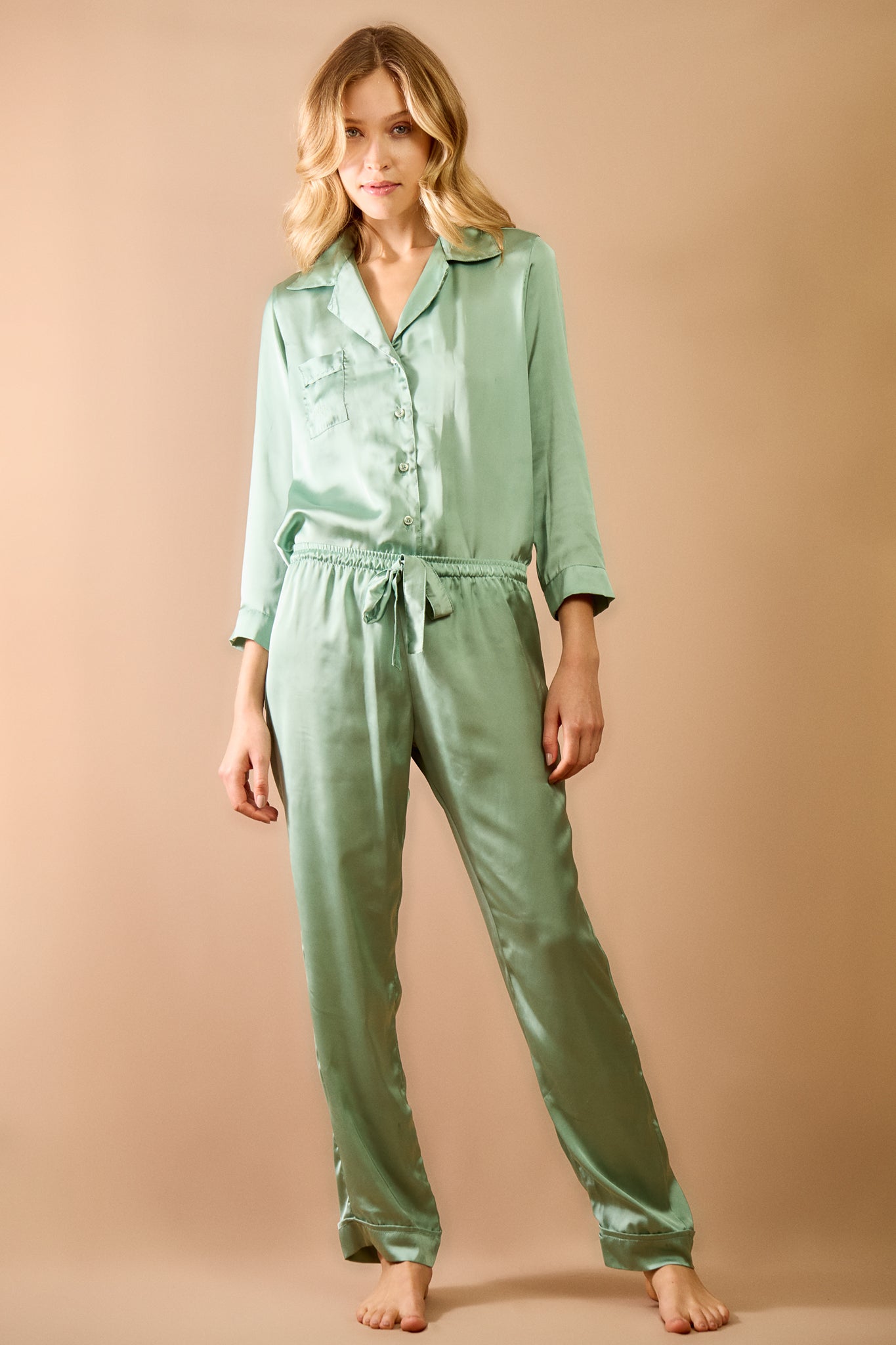 Pijama Classic Longo Satin Matcha