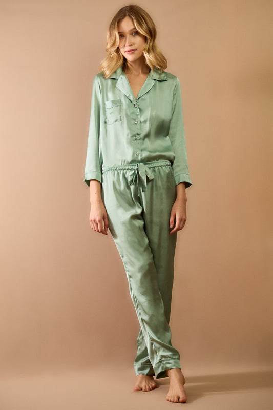 Pijama Classic Longo Satin Matcha