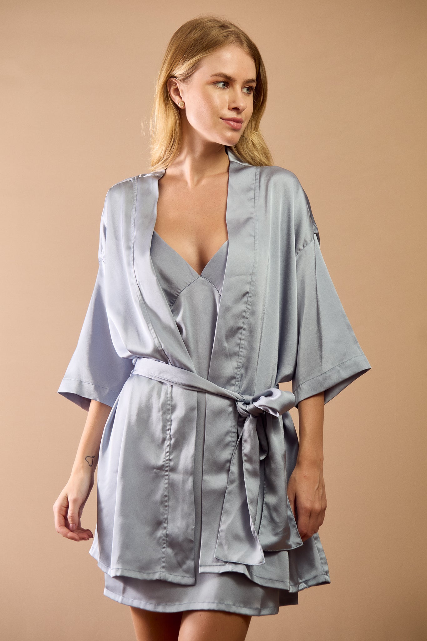 Robe Satin Cerulean Blue