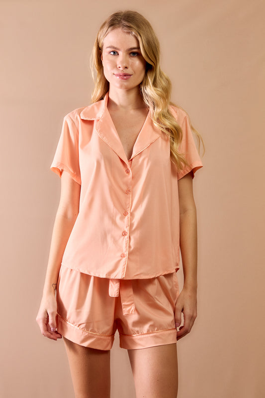 Pijama Classic Curto Satin Peach